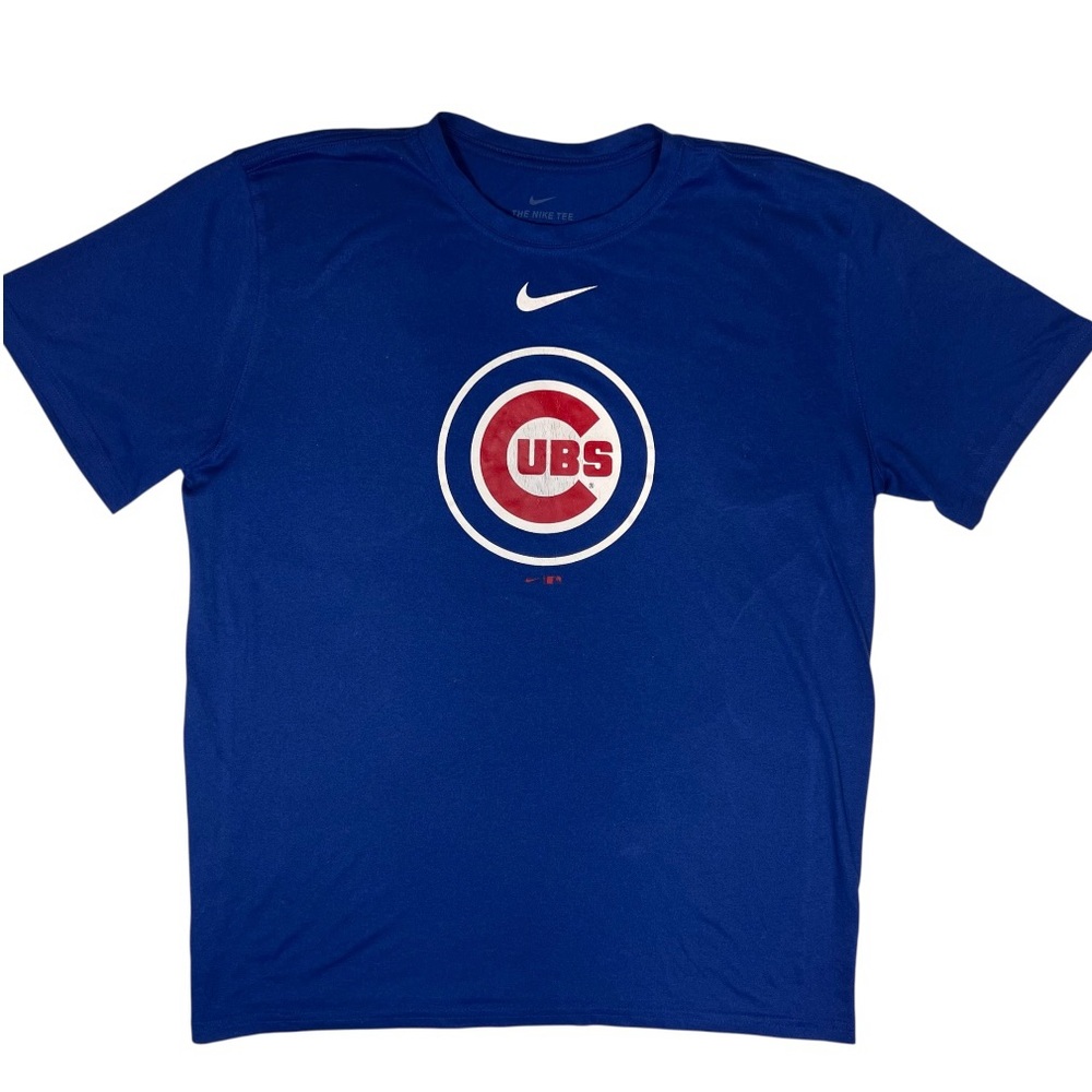 Chicago Cubs Nike T-Shirt Youth Men Size Large Blue MLB Baseball Center Swoosh